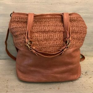 Day & Mood Large Brown Buffalo Leather Shoulder Bag Purse Like New